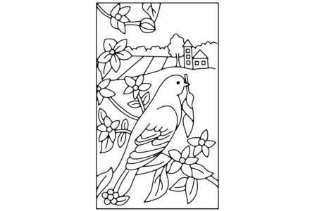 Coloriage Fleurs et oiseau 01 – 10doigts.fr